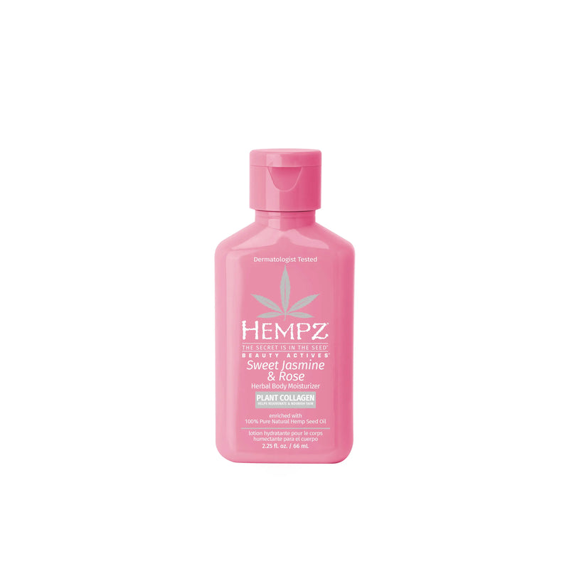Hempz Travel-Size Sweet Jasmine & Rose Collagen Infused Herbal Body Moisturizing Lotion for Dry Skin