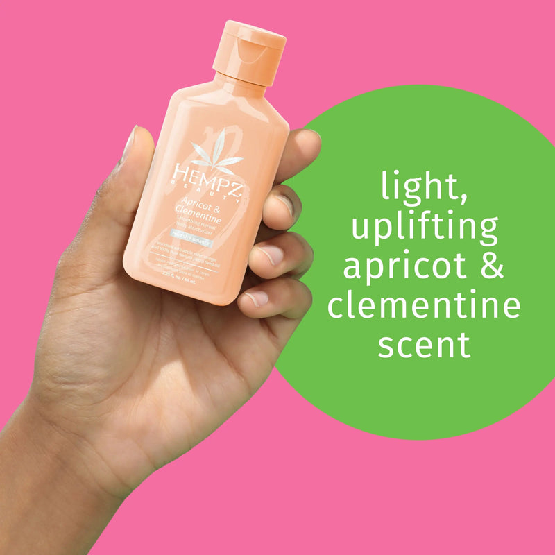 Hempz Travel-Size Apricot & Clementine lotion with an uplifting, fresh scent