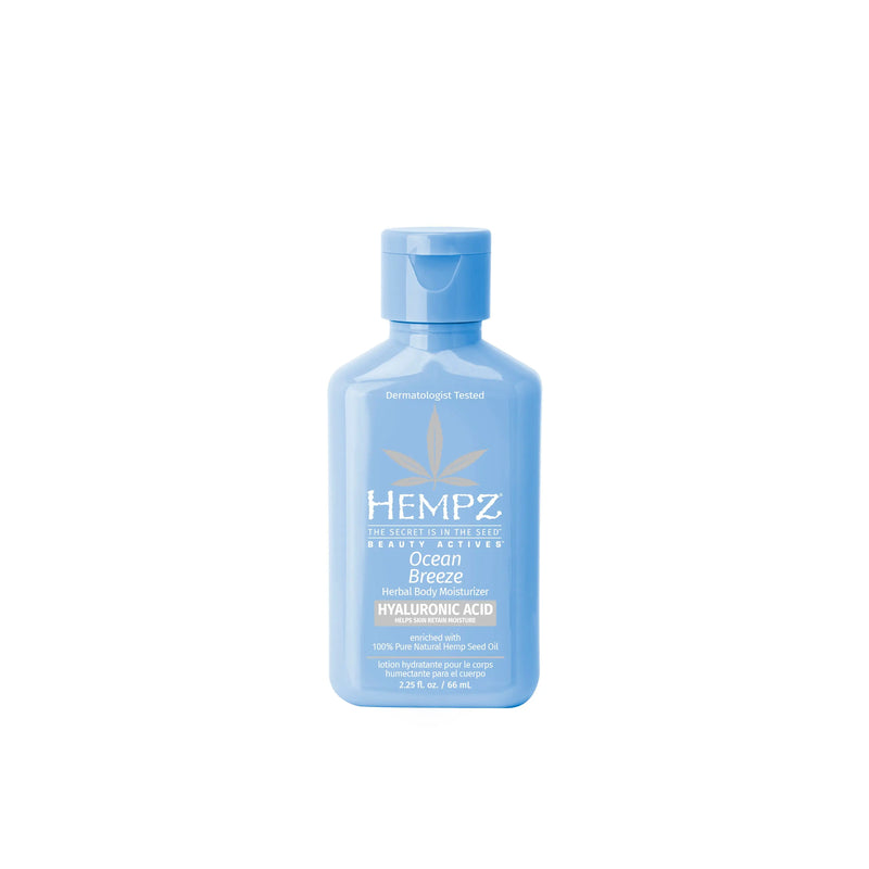 Hempz Travel-Size Beauty Actives Ocean Breeze Herbal Body Moisturizing Lotion with Hyaluronic Acid
