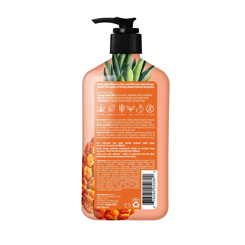 Hempz Sweet Pineapple & Honey Melon Herbal Shampoo with Vegan Biotin & Vitamin C for Thin/Fine Hair, 17oz Back