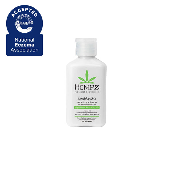 Hempz Travel-Size Sensitive Skin Herbal Body Moisturizer, approved by the National Eczema Association