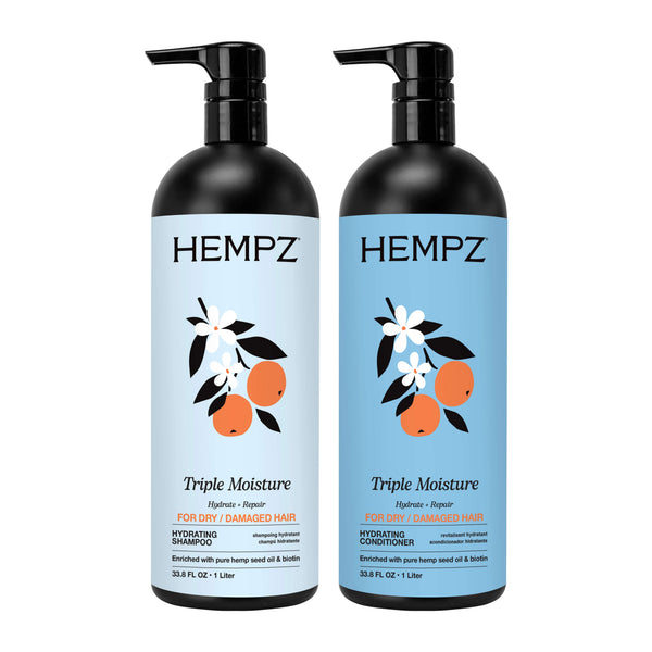 Triple Moisture Shampoo & Conditioner Hydrating Haircare Bundle for Da