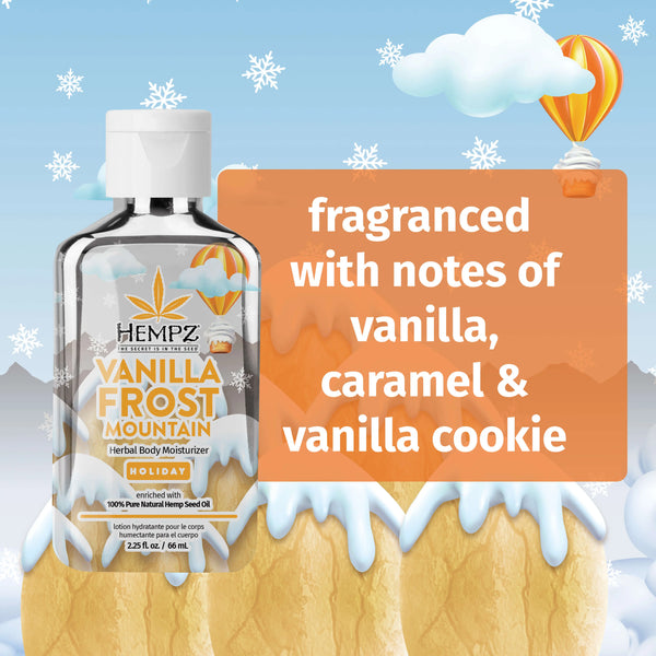 Notes of vanilla caramel vanilla cookie Vanilla Frost Mountain Mini Lotion