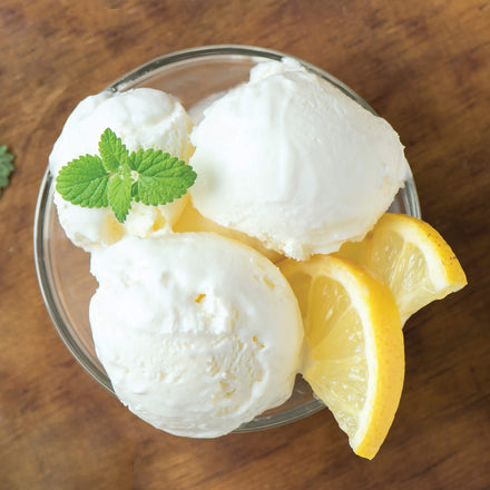 Ice cream with mint and a citrus peel