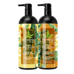 Hempz Original Floral Banana Shampoo & Conditioner Set with Vegan Biotin for All Hair Types