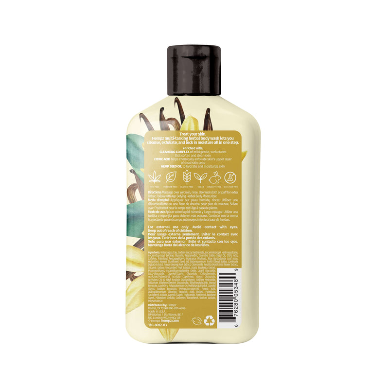 Hempz Age Defying Vanilla Herbal Body Wash to cleanse, exfoliate and hydrate, Back
