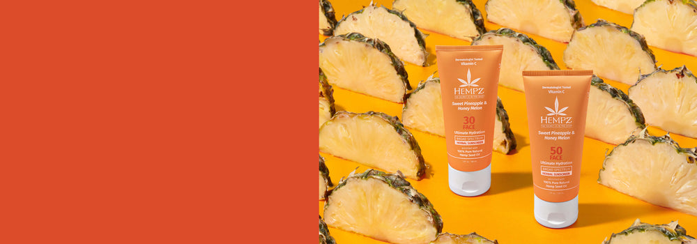 Hempz SPF moisturizing lotions and pineapple