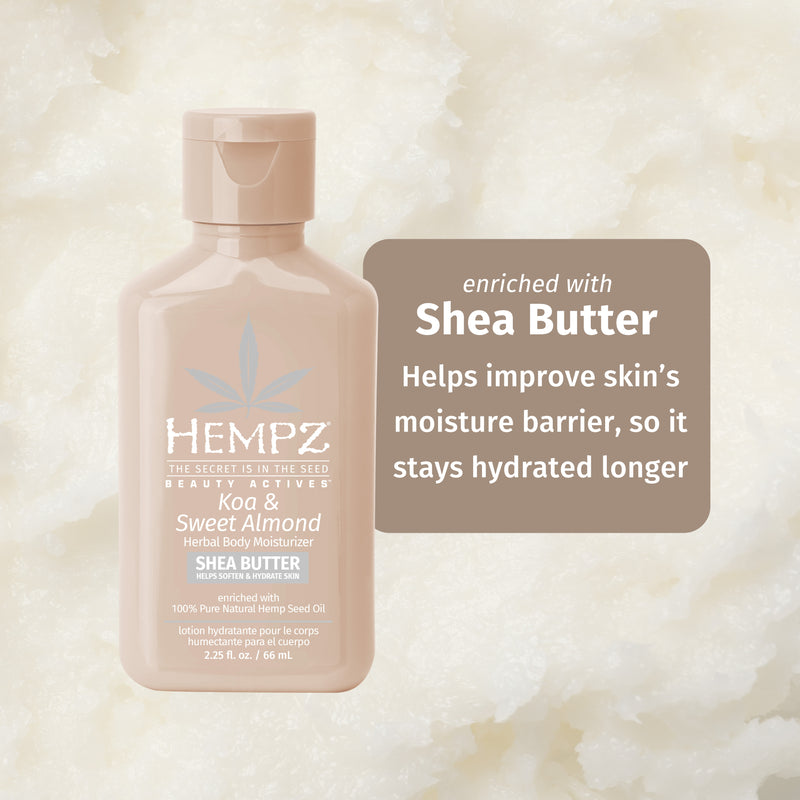 Hempz Travel-Size Koa & Sweet Almond Lotion with Hydrating Shea Butter