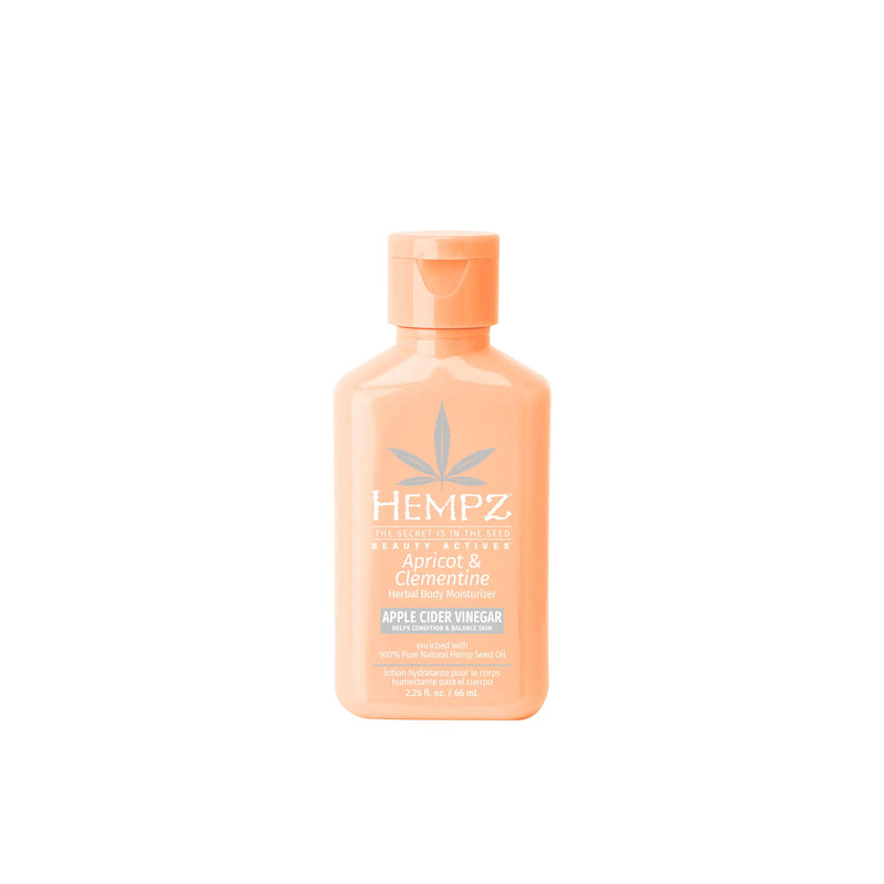 Hempz Travel-Size Apricot & Clementine Smoothing Herbal Body Moisturizing Lotion with Balancing Apple Cider Vinegar