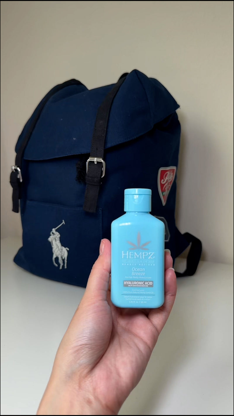 Hempz-Travel-Size Ocean Breeze against backpack