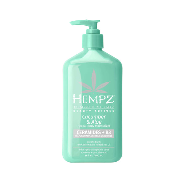 Hempz Beauty Actives Cucumber & Aloe Herbal Body Moisturizing Lotion with Ceramides + B3 for dry skin