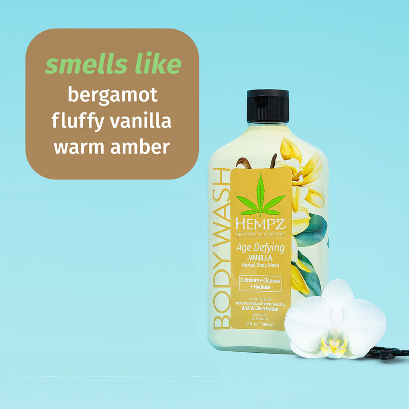 Hempz Age-Defying Body Wash with notes of bergamot, fluffy vanilla & warm amber