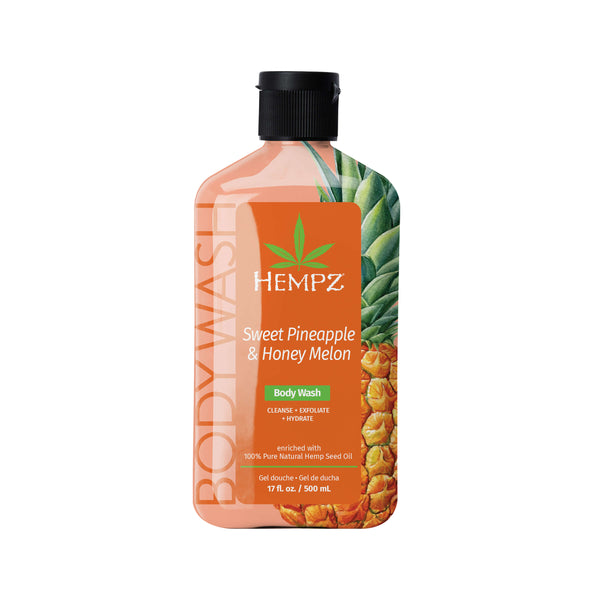 Hempz Sweet Pineapple & Honey Melon Herbal Body Wash to Exfoliate, Cleanse & Hydrate