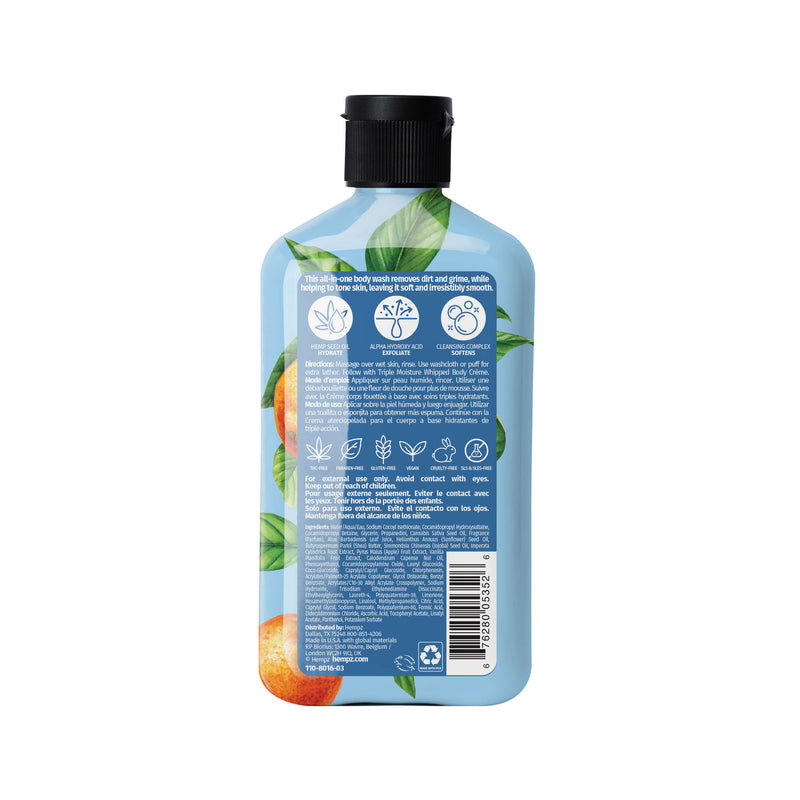 Hempz Triple Moisture Fresh Citrus Herbal Body Wash to Exfoliate, Cleanse & Hydrate, Back