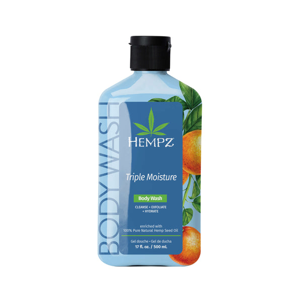 Hempz Triple Moisture Fresh Citrus Herbal Body Wash to Exfoliate, Cleanse & Hydrate