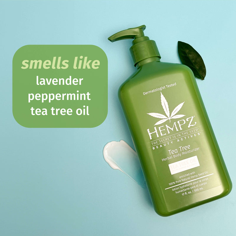 Hempz Tea Tree Herbal Body Moisturizing Lotion smells like lavender, peppermint & tea tree oil