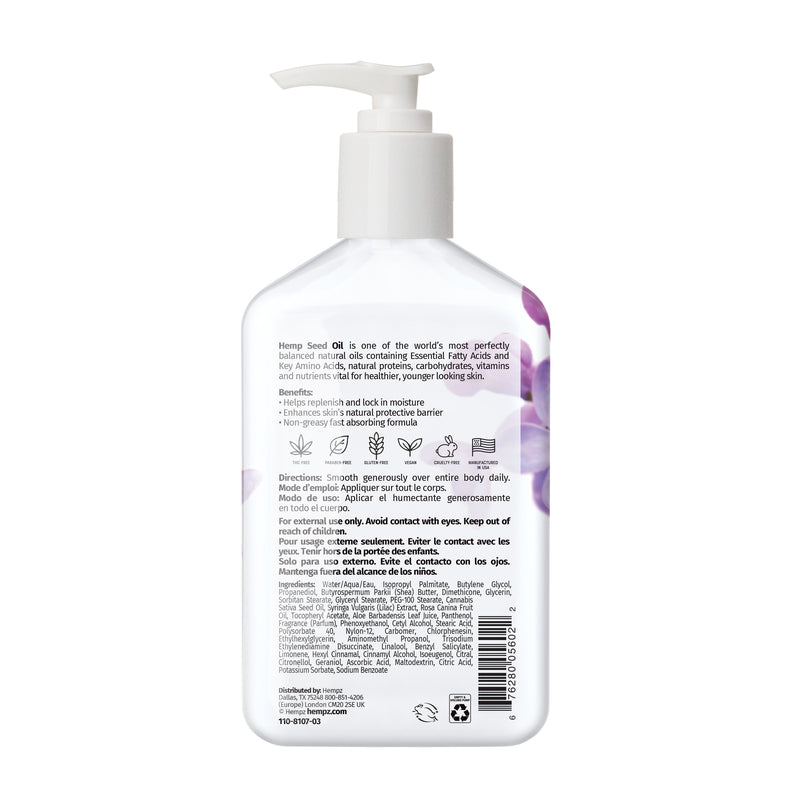 Hempz Lilac Herbal Body Moisturizing Lotion, Back