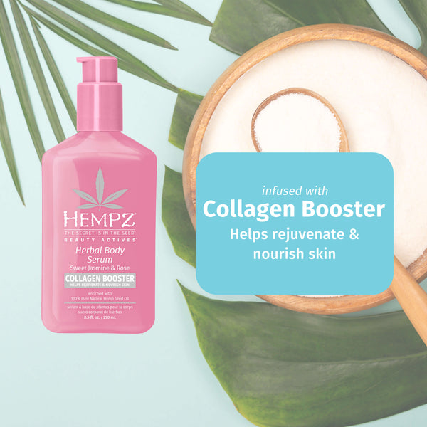 Hempz Beauty Actives Sweet Jasmine & Rose Herbal Body Serum with Collagen Booster to help rejuvenate and nourish skin