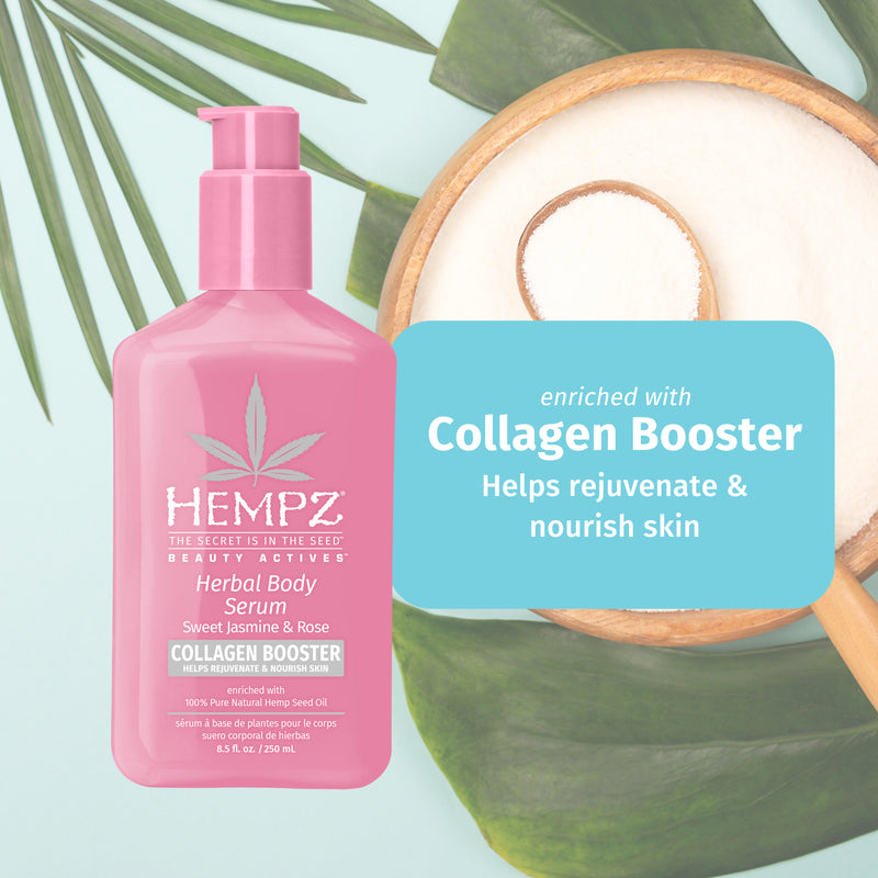 Hempz Beauty Actives Sweet Jasmine & Rose Herbal Body Serum with Collagen Booster to help rejuvenate and nourish skin