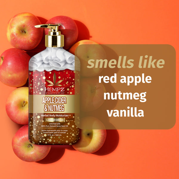 Hempz Apple Cider & Nutmeg Body lotion with notes of red apple, nutmeg and vanilla