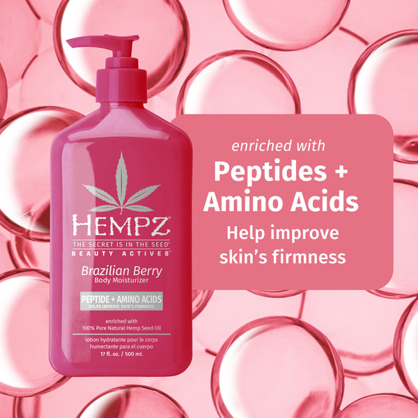 Hempz Brazilian Berry with Peptides and Amino Acids to help skin's firmness