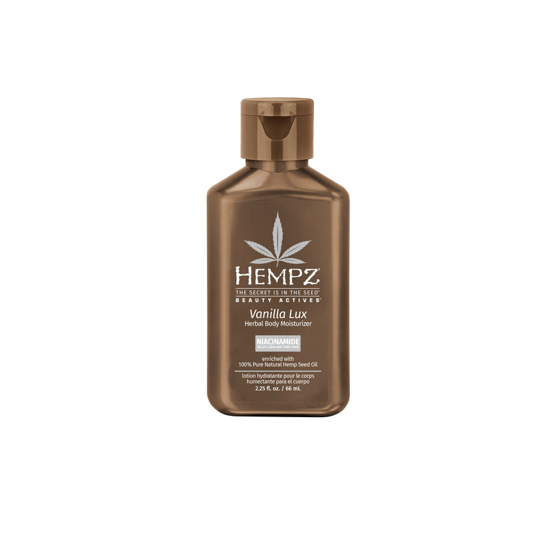 Hempz Travel-Size Beauty Actives Vanilla Lux Herbal Body Moisturizer with Niacinamide, Back