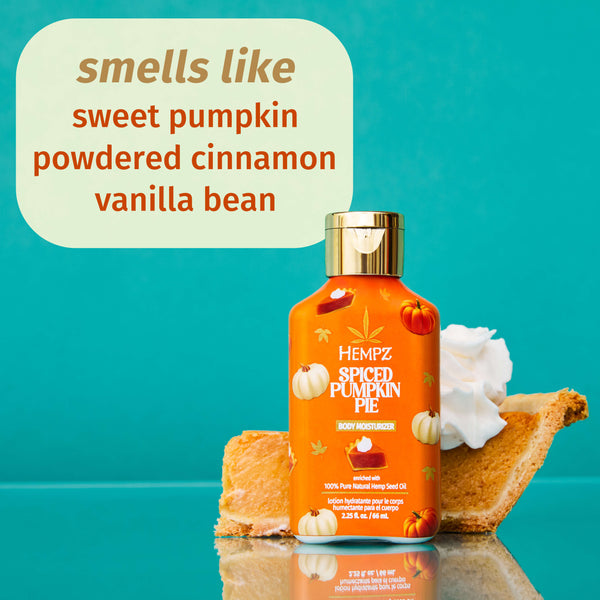Hempz Pumpkin Pie Moisturizer with notes of sweet pumpkin, powdered cinnamon & vanilla bean