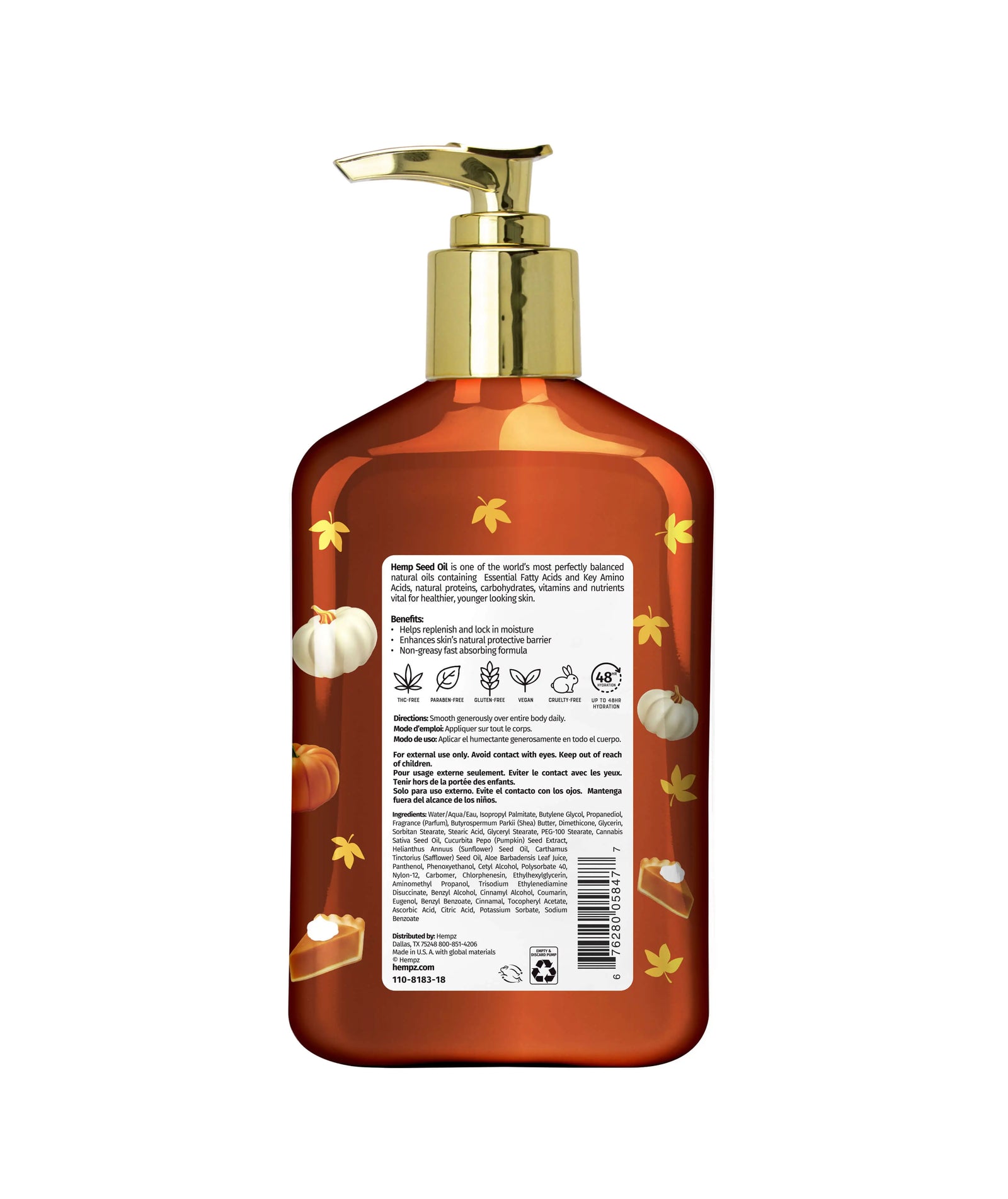 Hempz Spiced Pumpkin Pie Body Moisturizing Lotion for Dry Skin