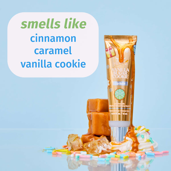 Hempz Vanilla Sugar Cookie Lip Balm with notes of cinnamon, caramel, & vanilla cookie