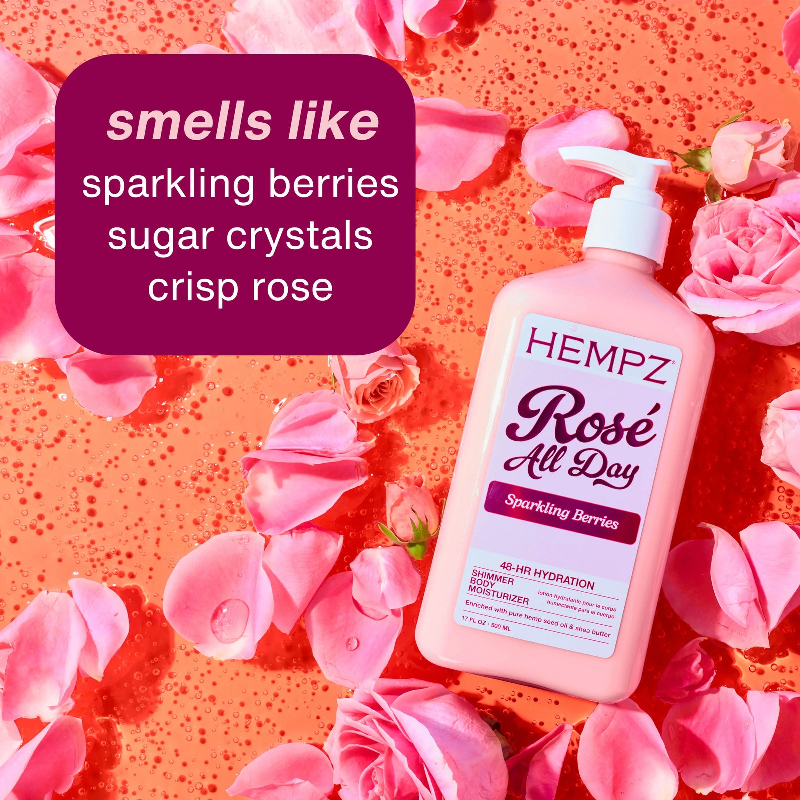 Hempz Rosé All Day Moisturizing Body Lotion with Shimmer