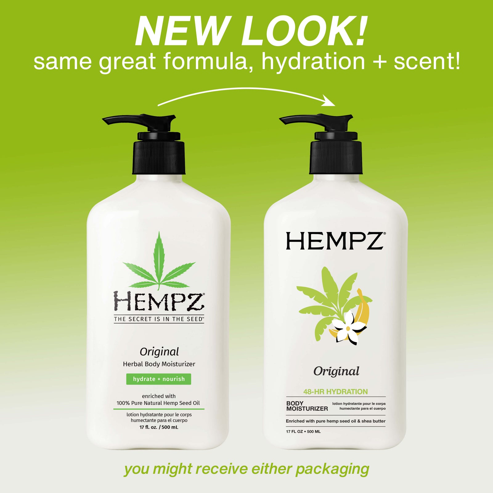 Hempz Original Moisturizing Body Lotion with Floral/Banana Scent