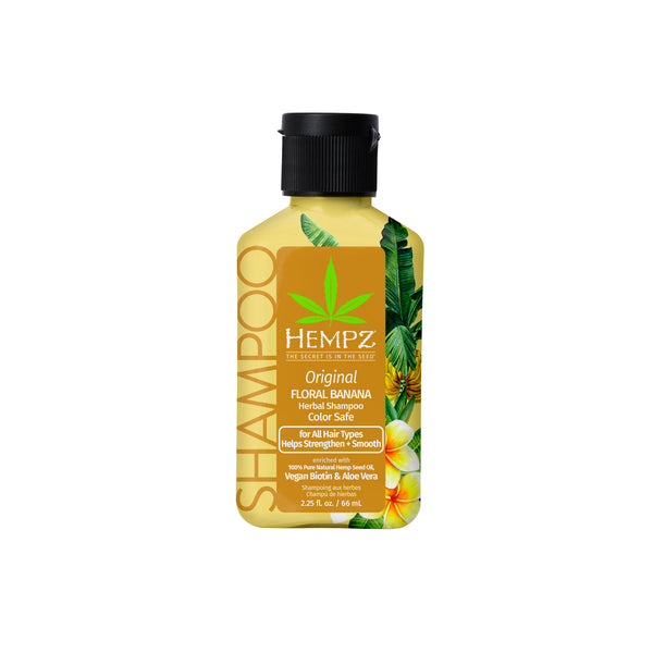 Hempz Travel-Size Original Floral Banana Herbal Shampoo with Vegan Biotin & Aloe Vera for All Hair Types