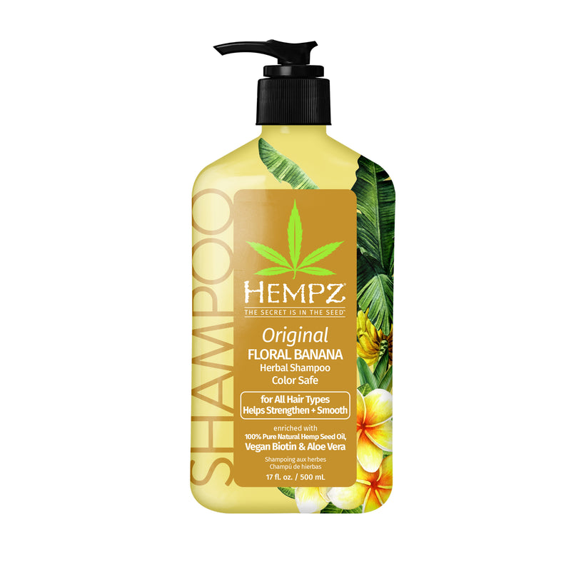 Hempz Original Floral Banana Herbal Shampoo with Vegan Biotin & Aloe Vera for All Hair Types, 17oz