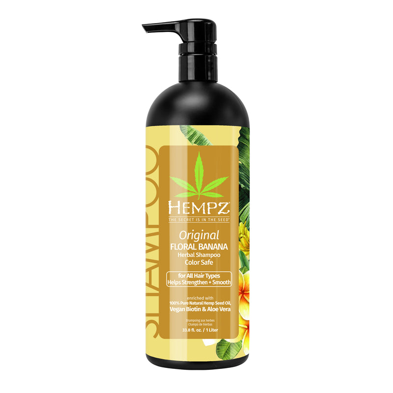 Hempz Original Floral Banana Herbal Conditioner with Vegan Biotin & Aloe Vera for All Hair Types, Liter