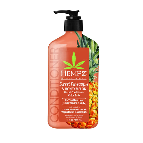 Hempz Sweet Pineapple & Honey Melon Herbal Conditioner with Vegan Biotin & Vitamin C for Thin/Fine Hair, 17oz