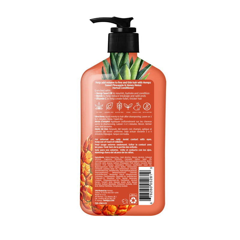 Hempz Sweet Pineapple & Honey Melon Herbal Conditioner with Vegan Biotin & Vitamin C for Thin/Fine Hair, 17oz Back