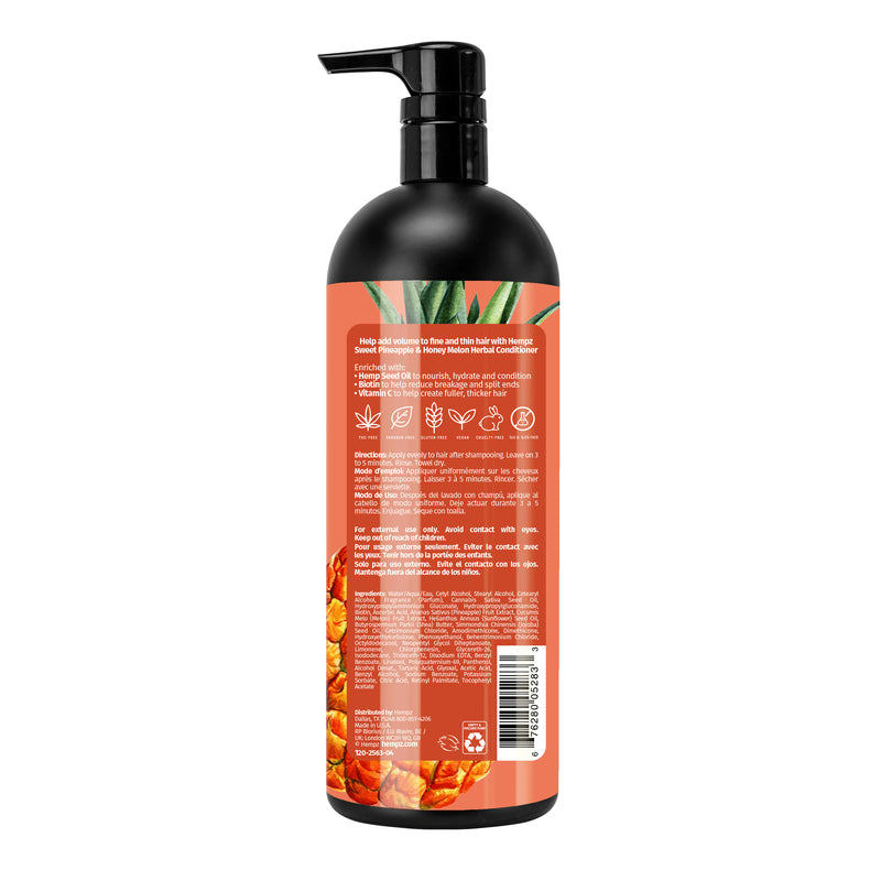 Hempz Sweet Pineapple & Honey Melon Herbal Conditioner with Vegan Biotin & Vitamin C for Thin/Fine Hair, Liter Back