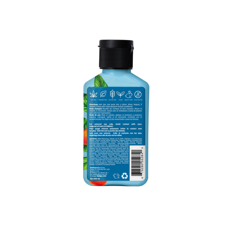 Hempz Travel-Size Triple Moisture Fresh Citrus Herbal Shampoo enriched with Vegan Biotin for Dry/Damaged Hair, Back