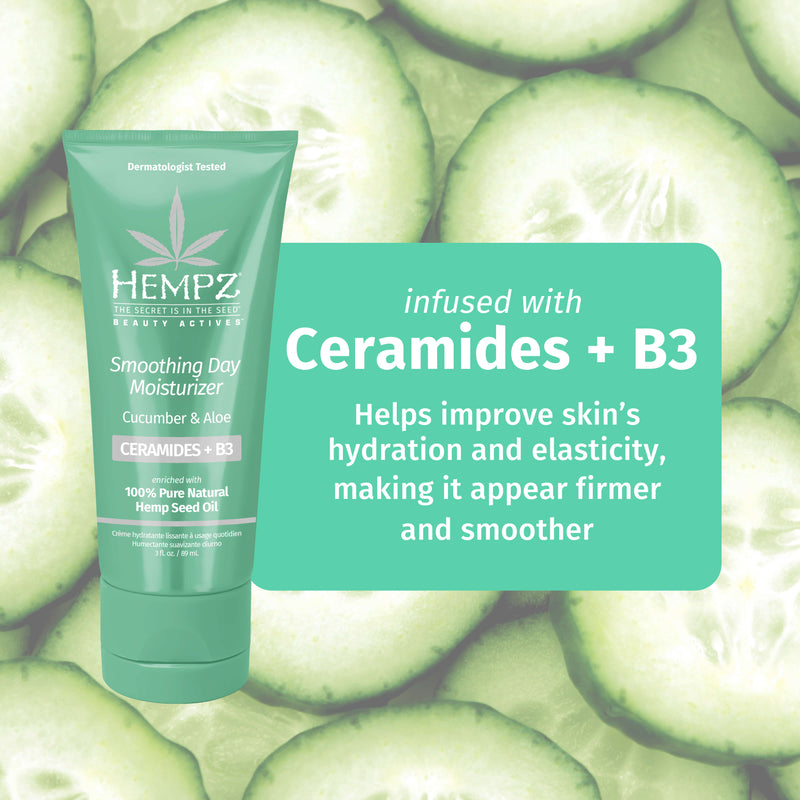 Hempz Beauty Actives Cucumber & Aloe Smoothing Day Facial Moisturizer with Ceramides + B3