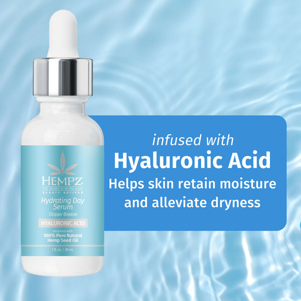 Hempz ocean Breeze Facial Serum is  infused with hydrating hyaluronic acid