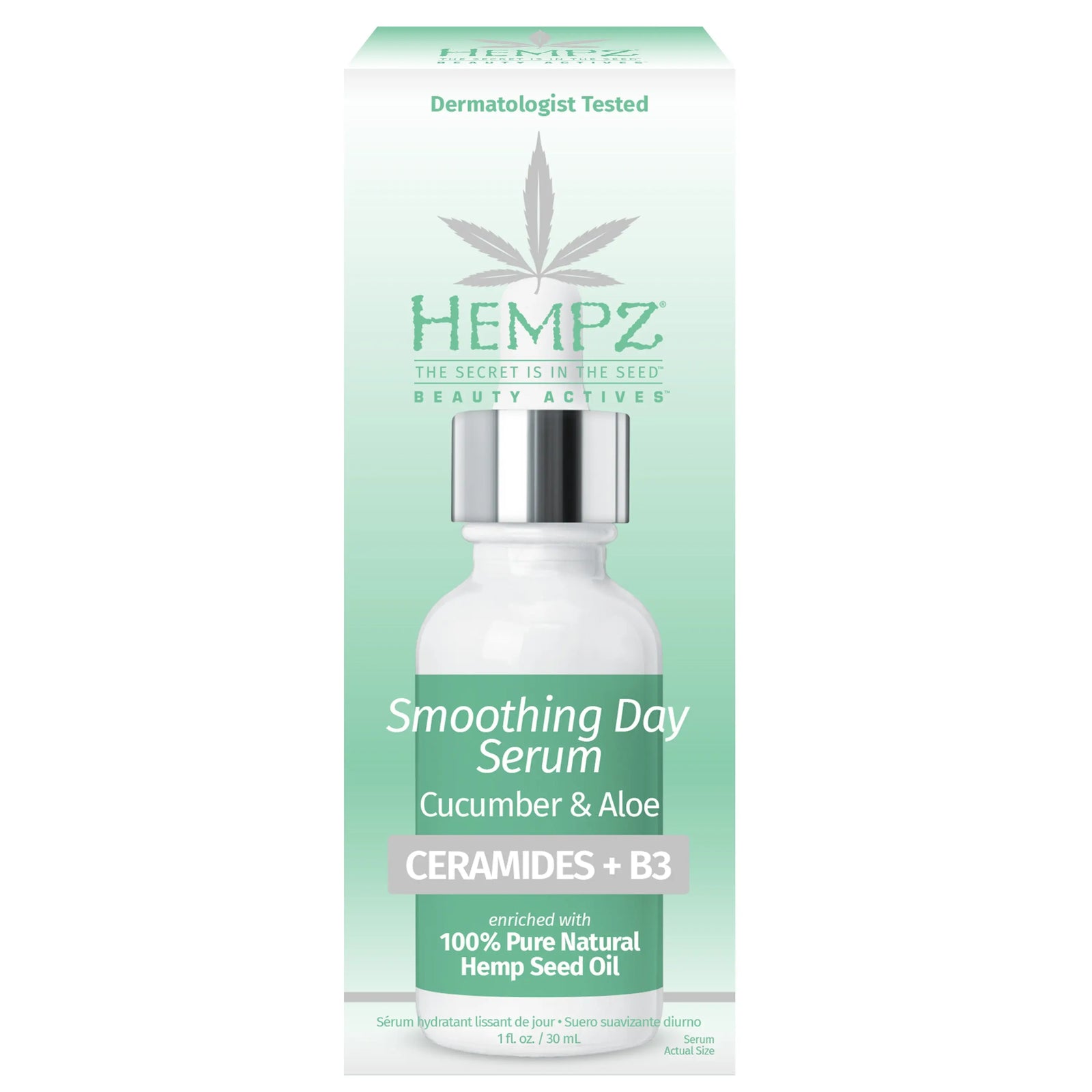 aloe face serum Hempz Beauty Actives Smoothing Day Facial Serum with Ceramides + B3, Cucumber-Aloe (1 fl oz)