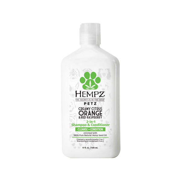 Hempz Petz Creamy Citrus Orange & Red Raspberry 2-in-1 Shampoo & Conditioner for Dogs
