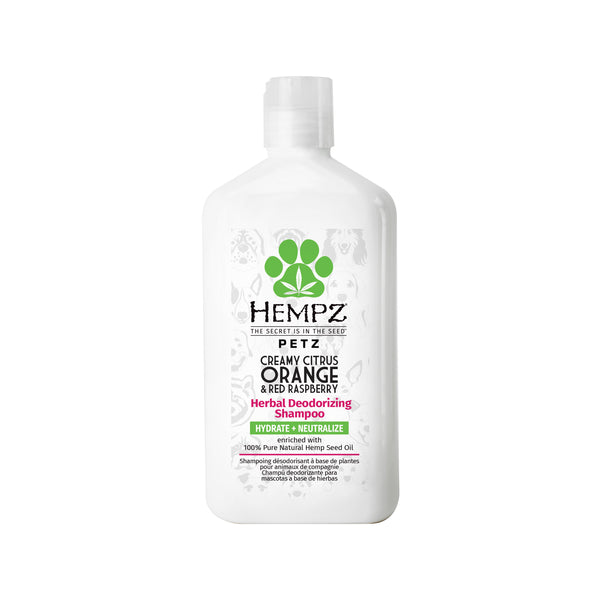 Hempz Petz Creamy Citrus Orange & Red Raspberry Herbal Deodorizing Shampoo for Dogs