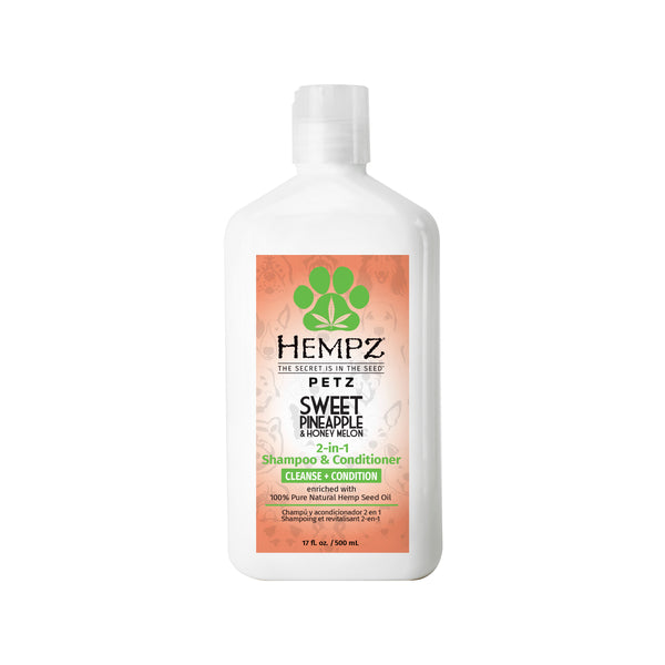 Hempz Petz Sweet Pineapple & Honey Melon 2-in-1 Shampoo & Conditioner for Dogs