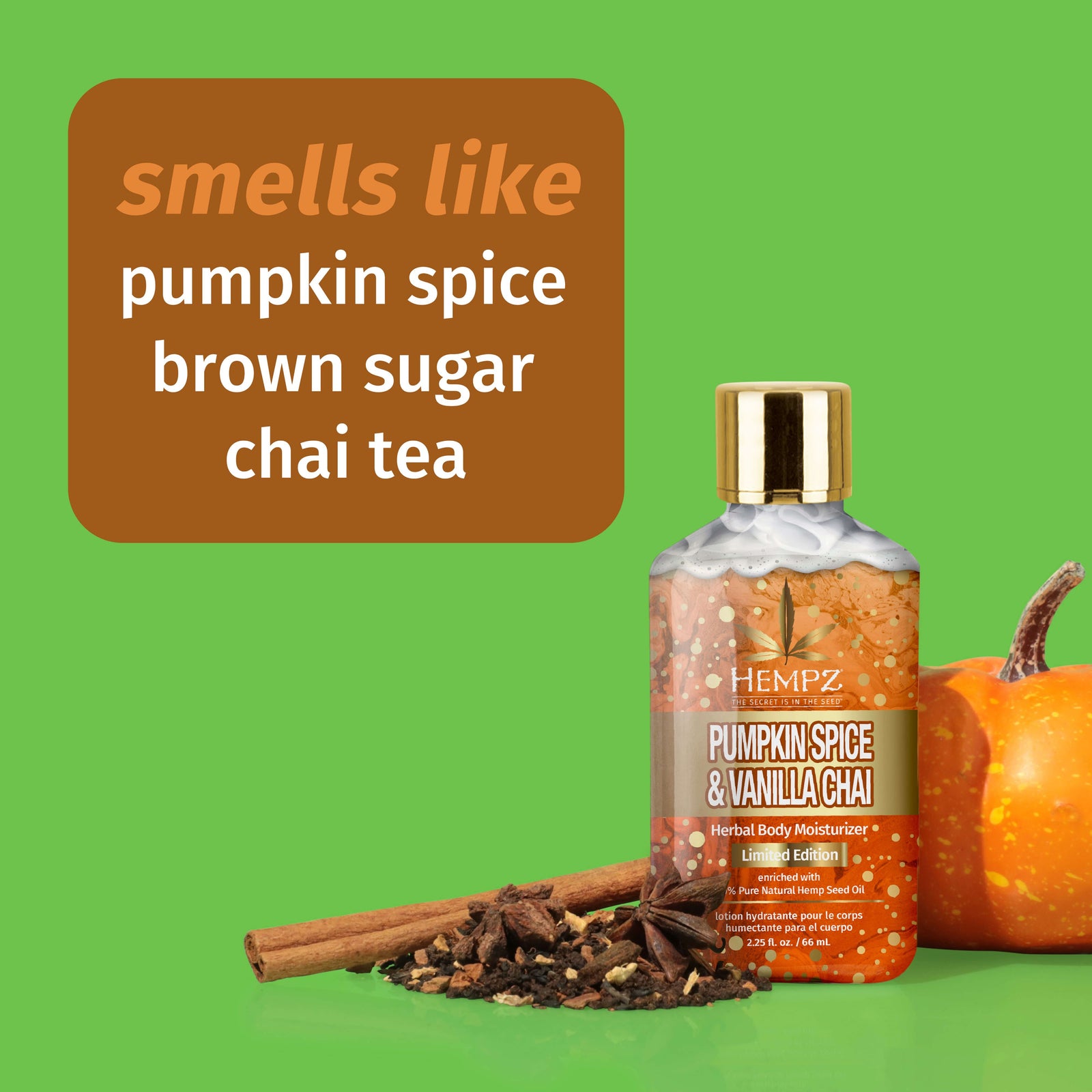 Hempz Pumpkin Spice & Vanilla Chai Herbal Body Moisturizing Lotion