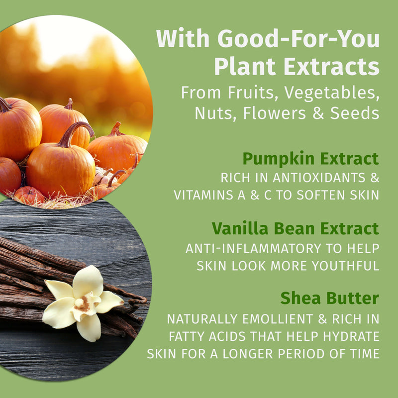 Natural ingredients in Hempz Pumpkin Spice & Vanilla Chai Herbal Body Moisturizer