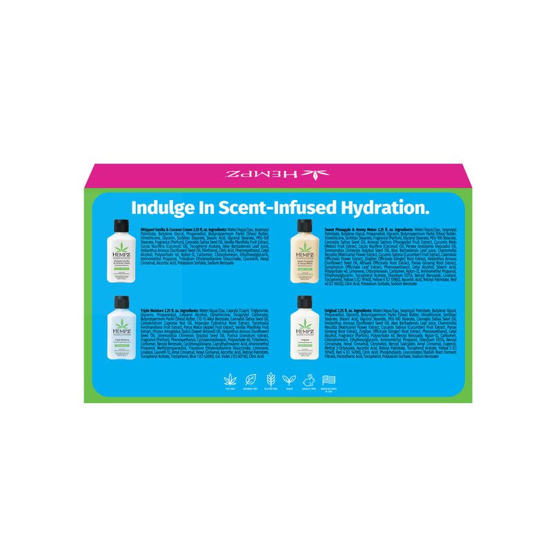 Hempz Mini Hydration Kit for Travel and Gifts Lotion Set, Back