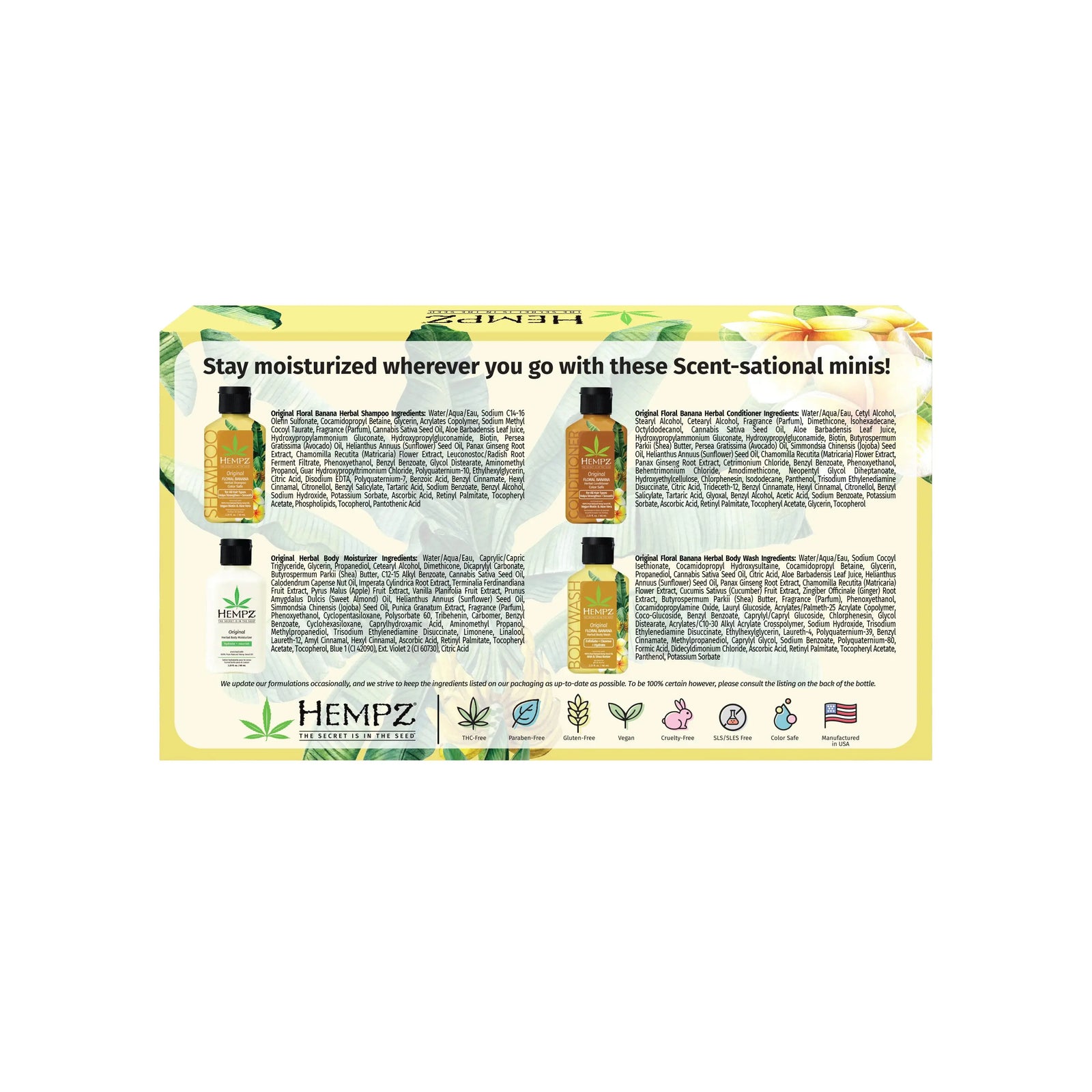 Hempz Travel-Size Original Shampoo Floral Banana Body Wash