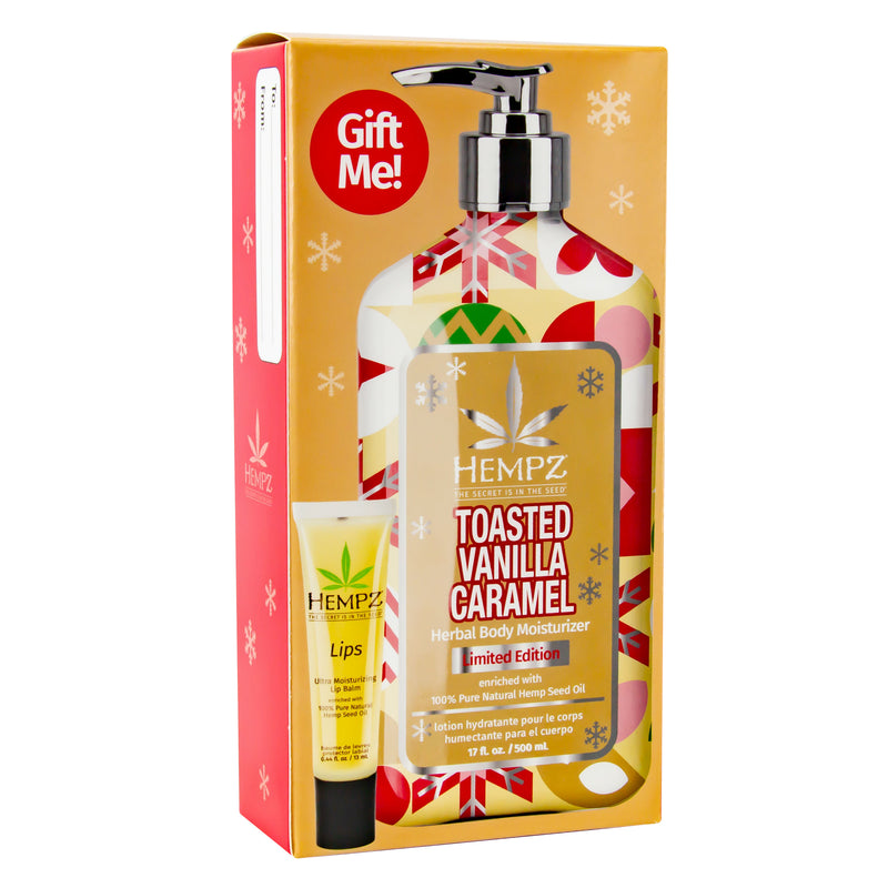 Hempz Toasted Vanilla Caramel Body Moisturizer+ Lip Balm Gift Set