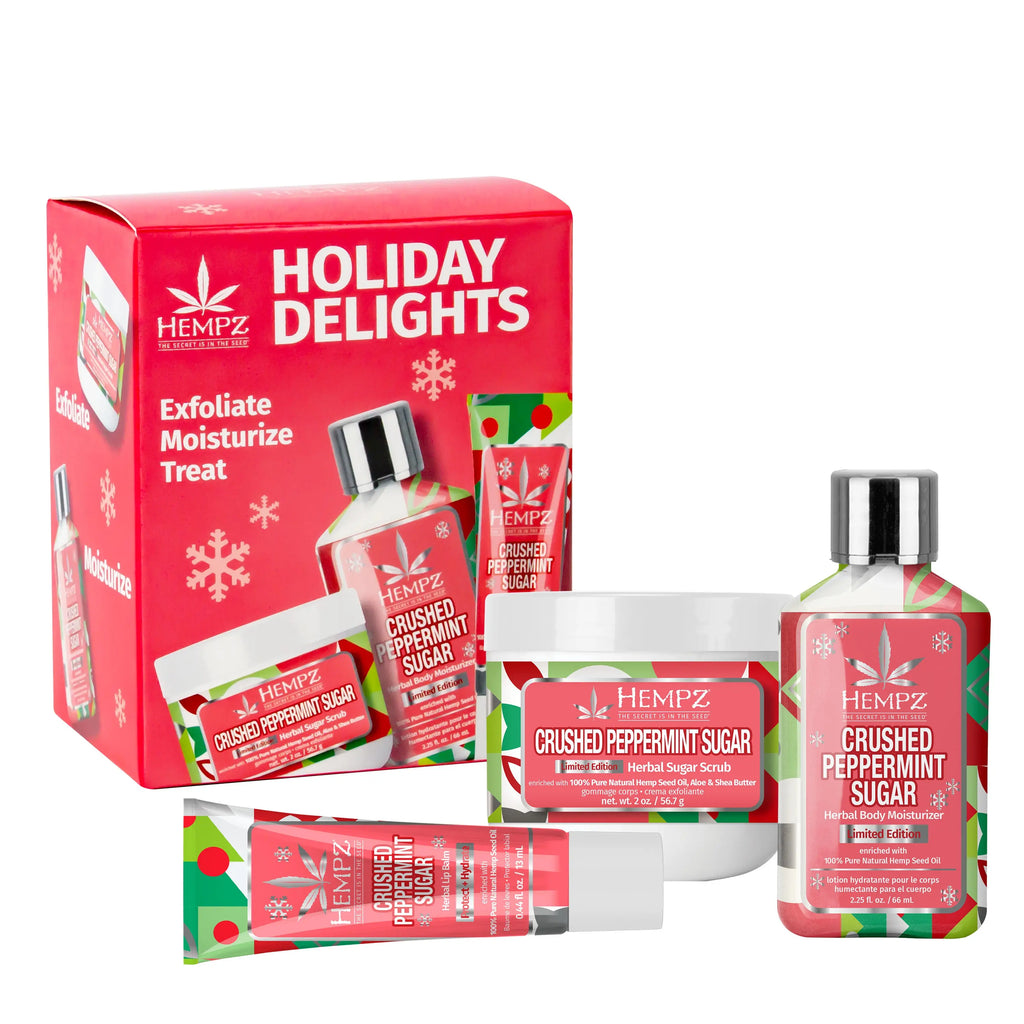 Hempz Holiday Delights Crushed Peppermint Mini Lotion, Lip Balm